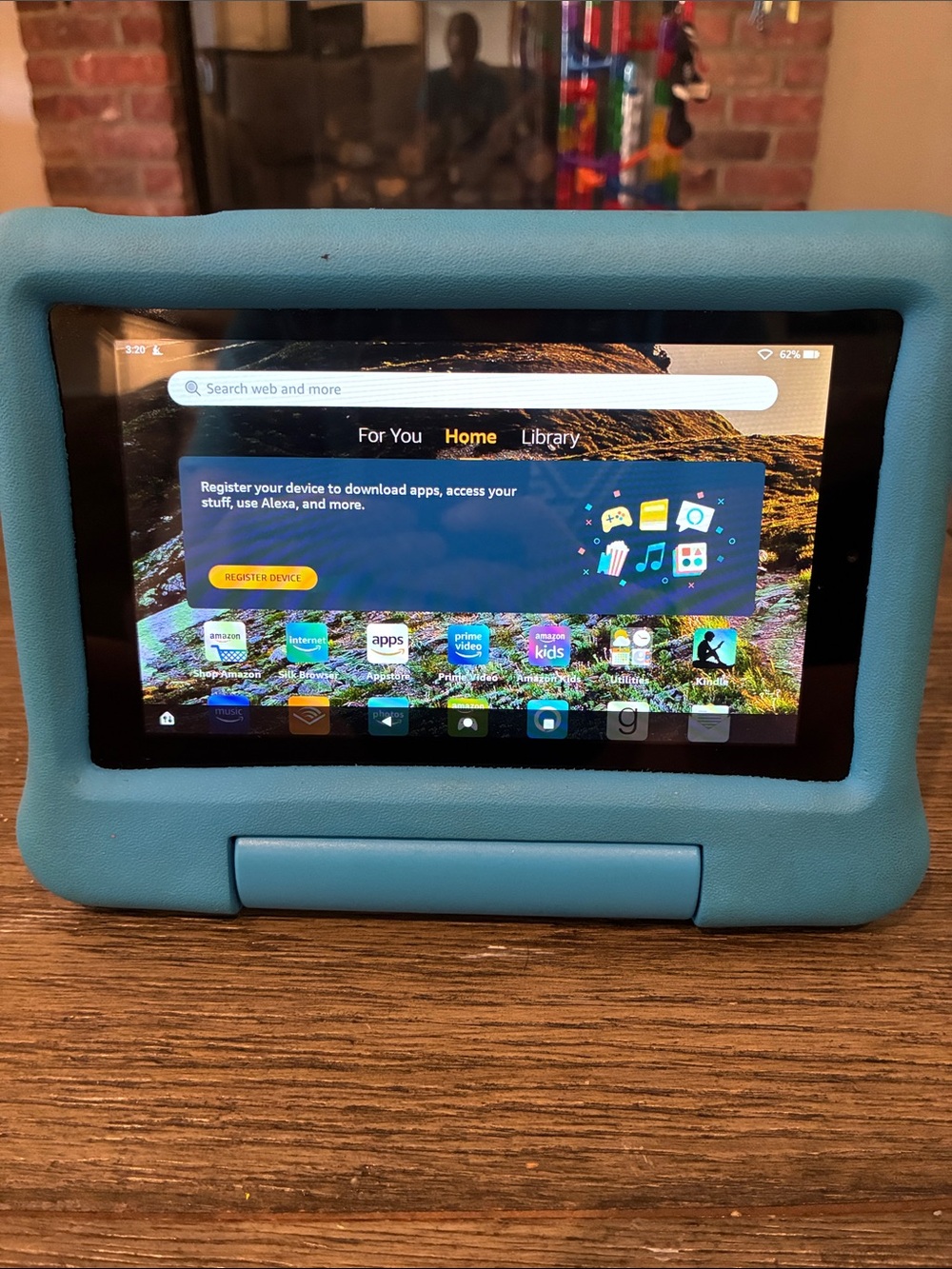 Amazon Fire 7 (9th Gen) with Light Blue Kids Protective Case
